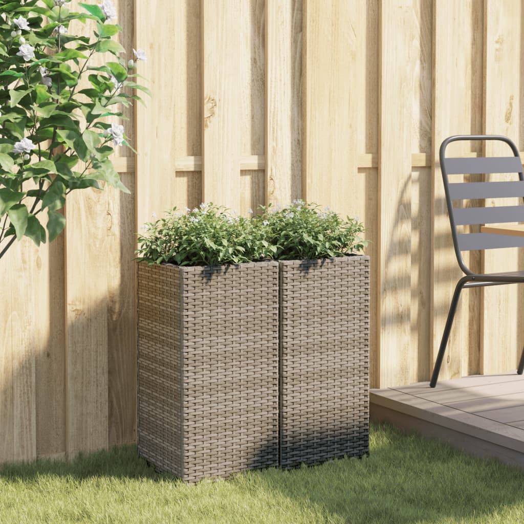Vidaxx plantekasser 2 stk 30x30x60 cm polyrattangrå