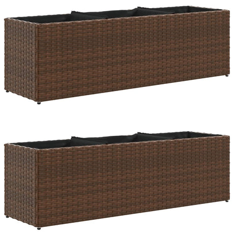 Vidaxx plantekasser med 3 potter 2 stk 105x30x32 cm polyrattan brun