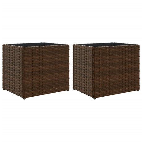 Vidaxl plantenbakken 2 st 36x30x32 cm poly rattan bruin