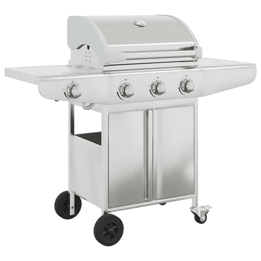 VidaXL Gasgrill med 4 brændere rustfrit stål sølvfarvet