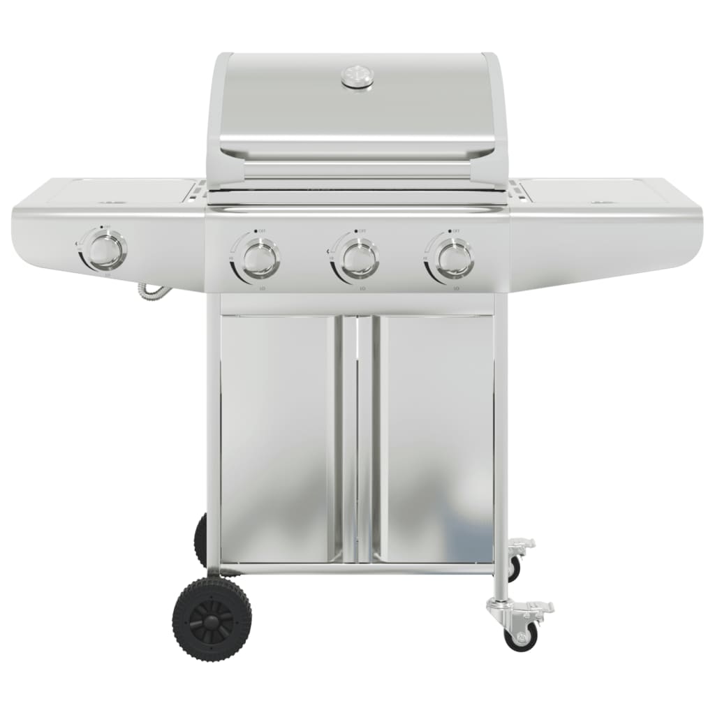 VidaXL Gasgrill med 4 brændere rustfrit stål sølvfarvet