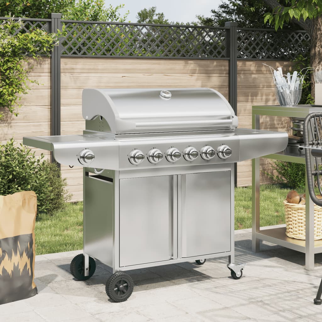 VidaXL Gasgrill med 7 brændere rustfrit stål sølvfarvet