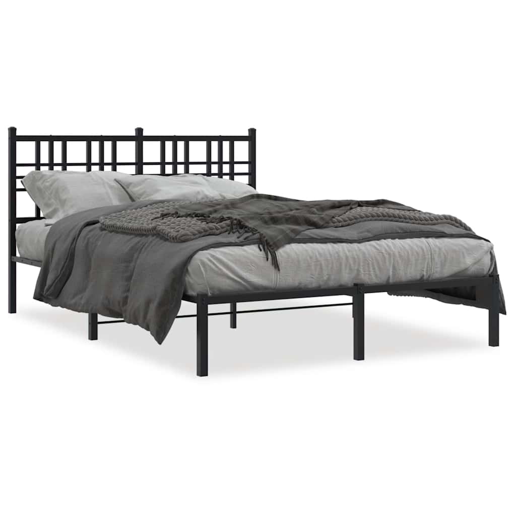 Vidaxl bedframe met hoofdbord metaal zwart 120x200 cm