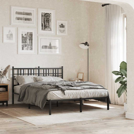 Vidaxl bedframe met hoofdbord metaal zwart 120x200 cm