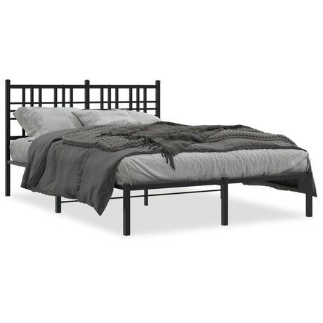 Vidaxl bedframe met hoofdbord metaal zwart 135x190 cm