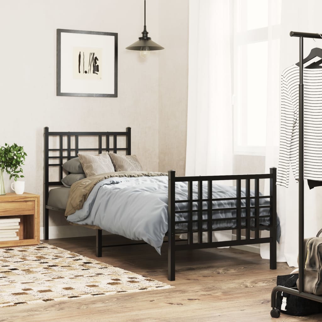 Vidaxl bedframe met hoofd- en voeteneinde metaal zwart 80x200 cm