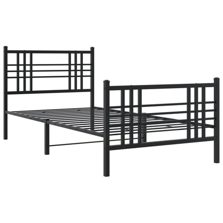 Vidaxl bedframe met hoofd- en voeteneinde metaal zwart 90x190 cm