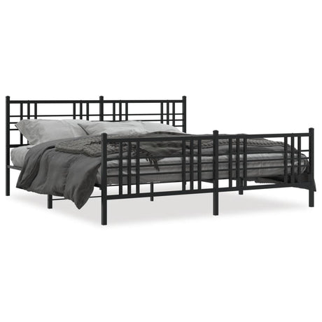 Vidaxl bedframe met hoofd- en voeteneinde metaal zwart 193x203 cm