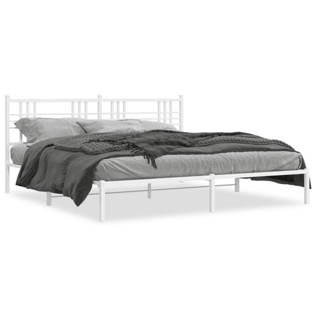 Vidaxl bedframe met hoofdbord metaal wit 183x213 cm