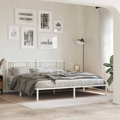 Vidaxl bedframe met hoofdbord metaal wit 193x203 cm