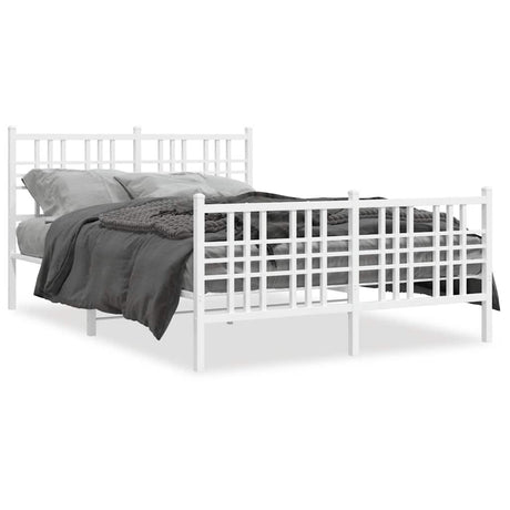 Vidaxl bedframe met hoofd- en voeteneinde metaal wit 120 x 190 cm