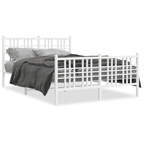Vidaxl bedframe met hoofd- en voeteneinde metaal wit 137x190 cm