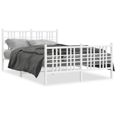 Vidaxl bedframe met hoofd- en voeteneinde metaal wit 140x190 cm