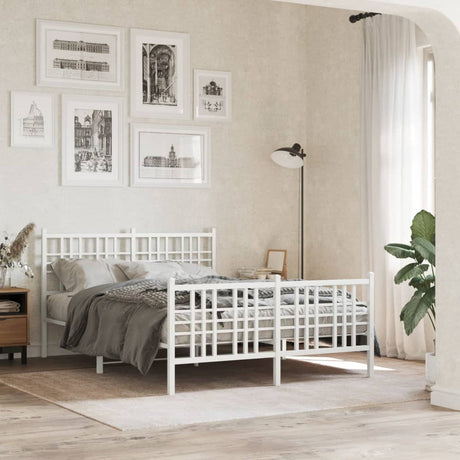 Vidaxl bedframe met hoofd- en voeteneinde metaal wit 140x200 cm