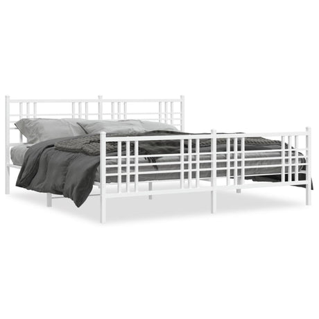 Vidaxl bedframe met hoofd- en voeteneinde metaal wit 180x200 cm