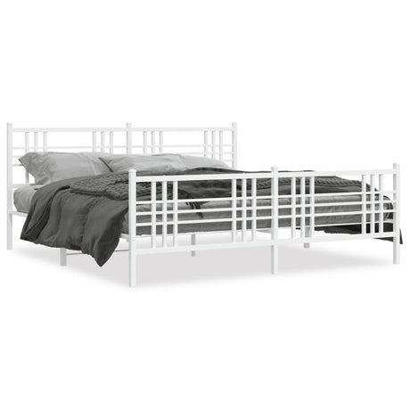Vidaxl bedframe met hoofd- en voeteneinde metaal wit 183x213 cm