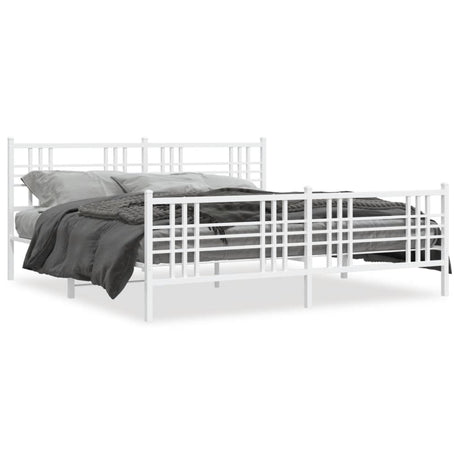 Vidaxl bedframe met hoofd- en voeteneinde metaal wit 193x203 cm