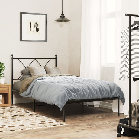 Vidaxl bedframe met hoofdbord metaal zwart 90x190 cm