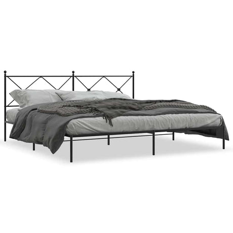 Vidaxl bedframe met hoofdbord metaal zwart 193x203 cm