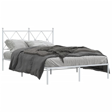 Vidaxl bedframe met hoofdbord metaal wit 120x190 cm