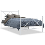 Vidaxl bedframe met hoofd- en voeteneinde metaal wit 100x190 cm