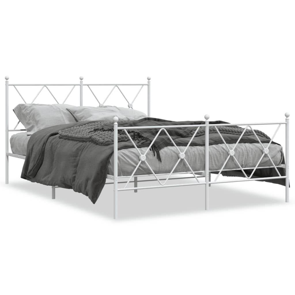 Vidaxl bedframe met hoofd- en voeteneinde metaal wit 140x190 cm