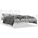 Vidaxl bedframe met hoofd- en voeteneinde metaal wit 140x190 cm