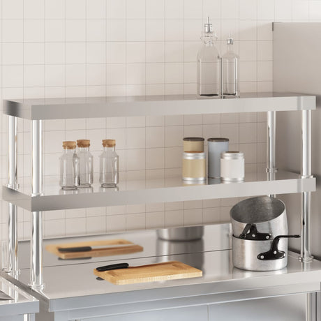 Vidaxx forhøjelse til arbejdsbord 2-lags 110x30x65 cm rustfrit stål