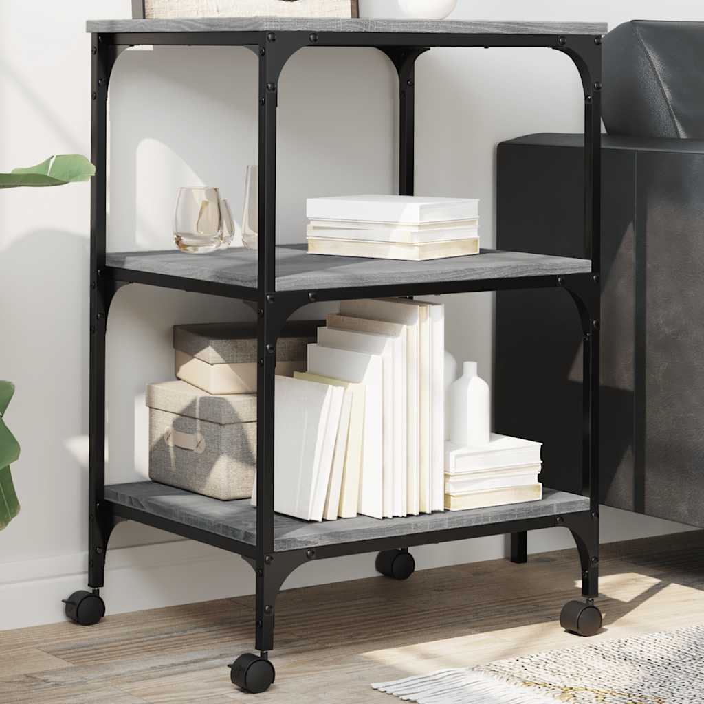 VidaXL printerskab 3-lags 50x41x75 cm forarbejdet træ grå sonoma