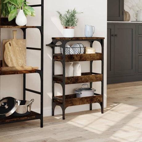 Vidaxl keukentrolley 53x20x76 cm bewerkt hout gerookt eikenkleurig