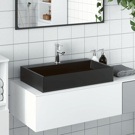 Vidaxx håndvask 60x38x11 cm støbt mineralmarmor matsort