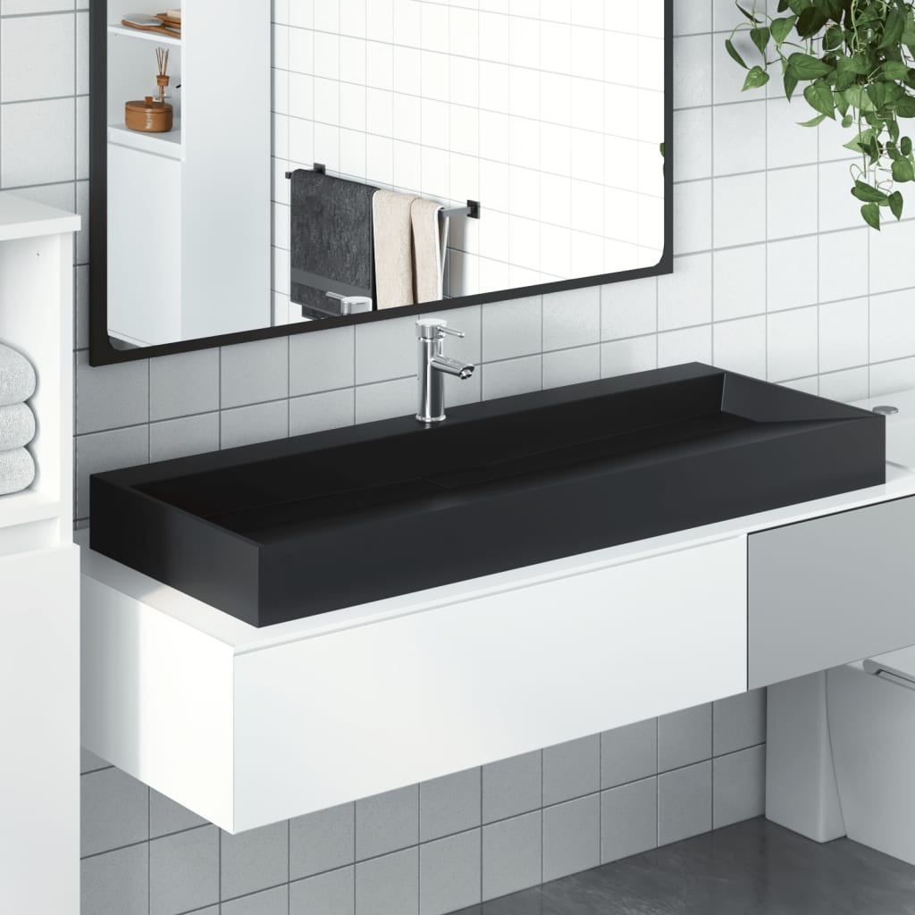 Vidaxx håndvask 120x46x11 cm støbt mineralmarmor matsort