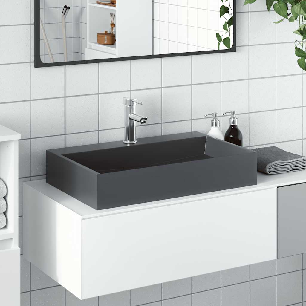 Vidaxx håndvask 60x38x11 cm mineralsk støbt marmor støbt antracit
