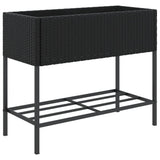 VidaXL plantekasse med hylde polyrattan sort