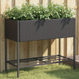 VidaXL plantekasse med hylde polyrattan sort