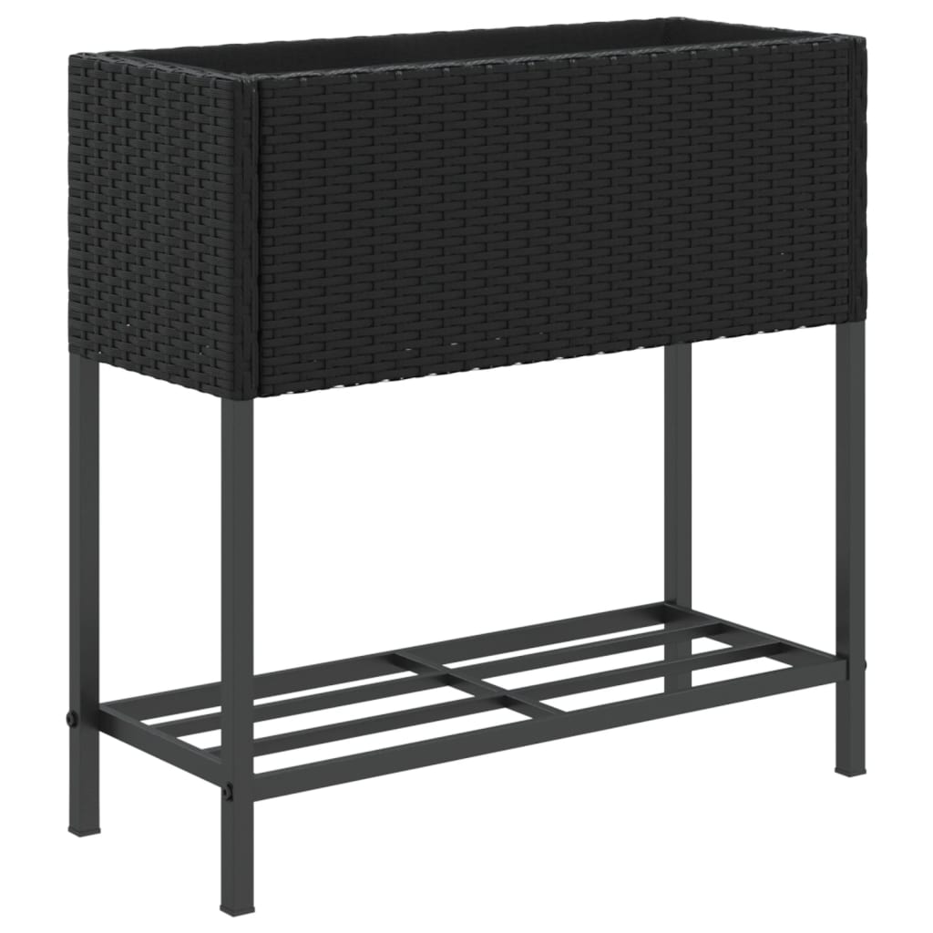 VidaXL plantekasse med hylde polyrattan sort