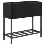 VidaXL plantekasse med hylde polyrattan sort