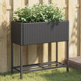 VidaXL plantekasse med hylde polyrattan sort