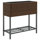 VidaXL plantekasse med hylde polyrattan brun