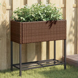 VidaXL plantekasse med hylde polyrattan brun