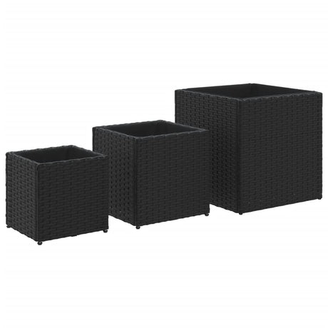 VidaXL plantekasser 3 stk polyrattan sort