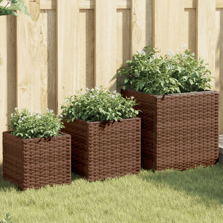 VidaXL plantekasser 3 stk polyrattan brun
