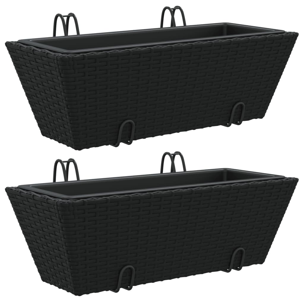 VidaXL plantekasser 2 stk med kroge polyrattan sort