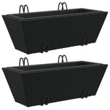 VidaXL plantekasser 2 stk med kroge polyrattan sort