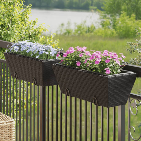 VidaXL plantekasser 2 stk med kroge polyrattan sort