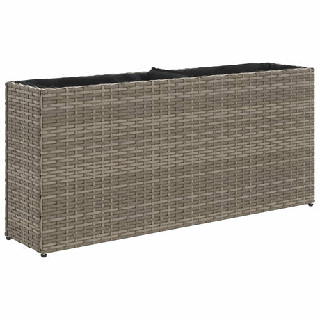 Vidaxx plantekasse med 2 potter 90x20x40 cm polyrattangrå