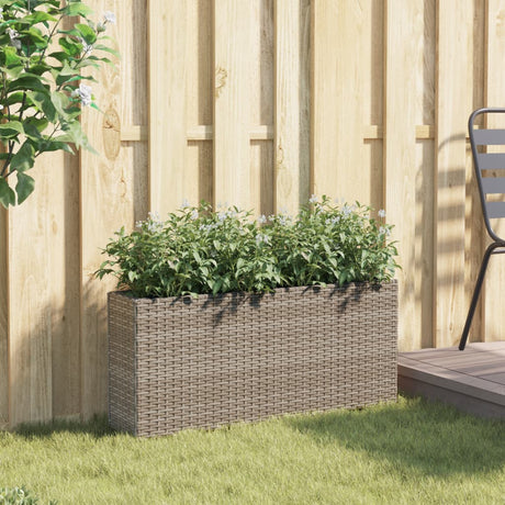 Vidaxx plantekasse med 2 potter 90x20x40 cm polyrattangrå
