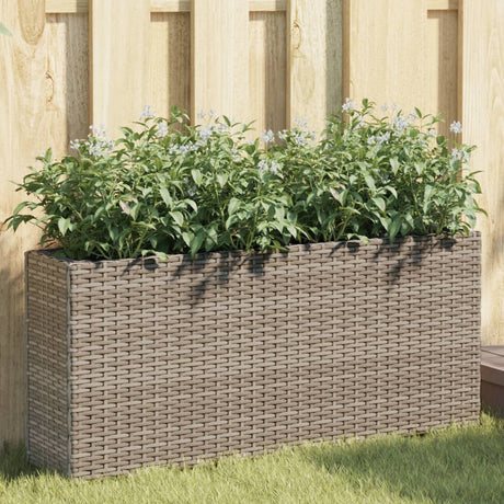 Vidaxx plantekasse med 2 potter 90x20x40 cm polyrattangrå