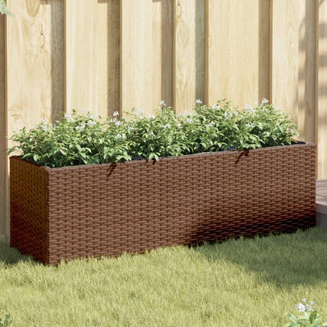 Vidaxx plantekasse med 3 potter 105x30x32 cm polyrattan brun