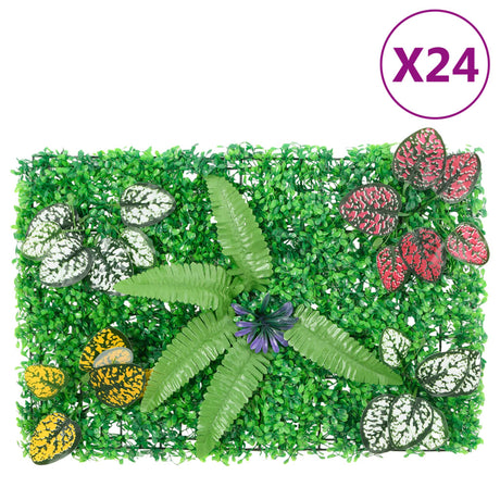 VidaXL hegn med kunstige planter 24 stk 40x60 cm grøn